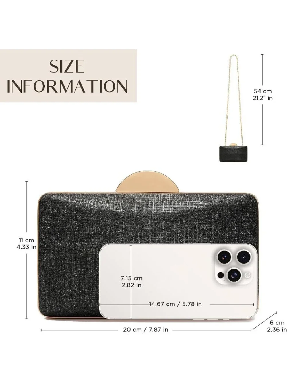 👜 Women's Black Champagne Clutch Formal Elegance Evening Glitter Handbags